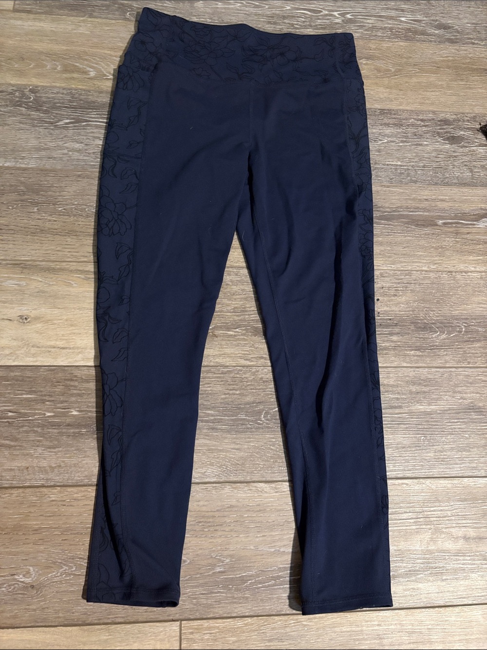 Navy Floral Side-Panel Leggings